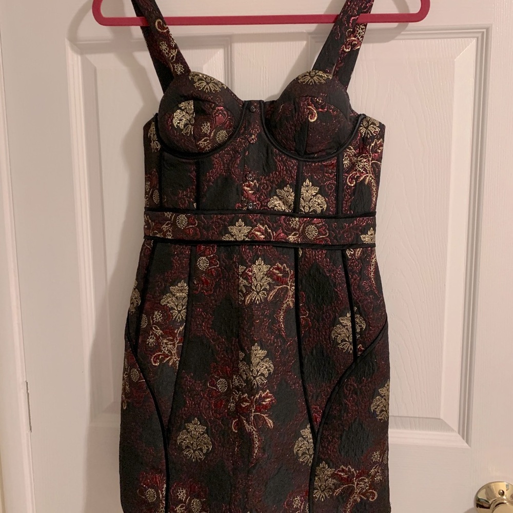 Revolve black and maroon red corset dress